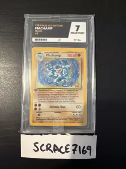 1999 Base Set 1st Edition Machamp Pokemon Ace Graded Near Mint 7 - Image 1