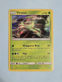2017 Virizion 8/73 - Holo Rare - Sun & Moon Shining Legends - Pokemon TCG - Image 1