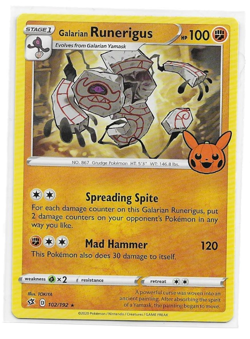 POKEMON Galarian Runerigus 102/192 Trick Or Trade 2023 Stamped NM - Image 1