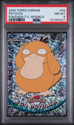 2000 Topps Chrome Psyduck Pokemon T.V. Sparkle Chrome - PSA 8 - Low Pop - Image 1