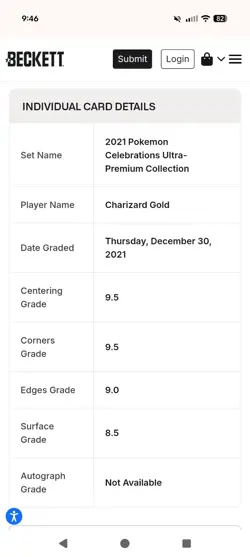 2021 Pokemon Celebrations Ultra Premium Collection Gold Charizard - BGS 9 MINT! - Image 4