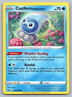 Pokemon TCG SWSH06: Chilling Reign Castform Rainy Form 033/198 - Image 1