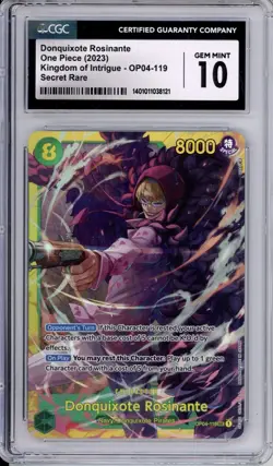 CGC 10 GEM MINT One Piece Kingdom Of Intrigue Donquixote Rosinate OP04-119 - Image 1