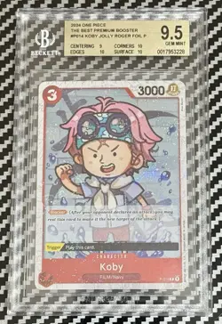 2024 One Piece The Best Premium Booster P-014 Koby Jolly Roger Foil BGS 9.5 Card - Image 1