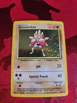 Mint Hitmonchan Holo Ultra Rare 7/102 Base Set Pokemon Card - Image 1