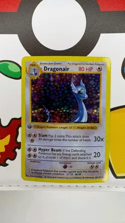 Dragonair 1st Edition Shadowless Holo - English Pokemon Base Set 1999 - Artcard - Image 1