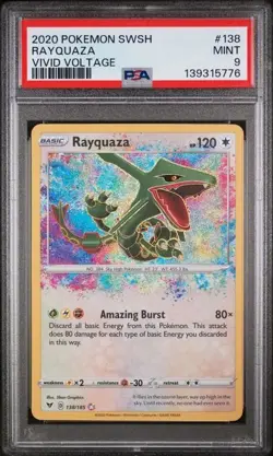 PSA 9 Mint Rayquaza Amazing Rare Vivid Voltage 138/185 Pokemon Card - Image 1
