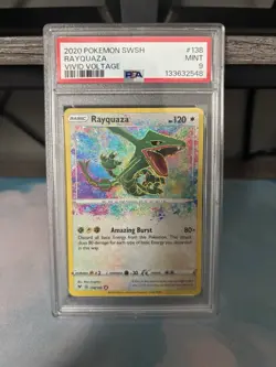 Pokemon TCG SWSH Rayquaza Card 138/185 Vivid Voltage PSA 9 - Image 1