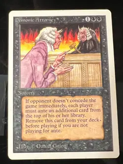 Magic the Gathering MTG Unlimited Demonic Attorney NM- (Beta Bob) - Image 1