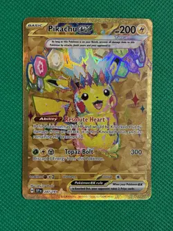 Pikachu EX #247/191 English Pokemon Sv08 Surging Sparks Hyper Rare Gold NM - Image 1