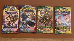 Pokemon Evolving Skies And Base Set SWSH Booster Packs (2 ES And 2 Base) - Image 1