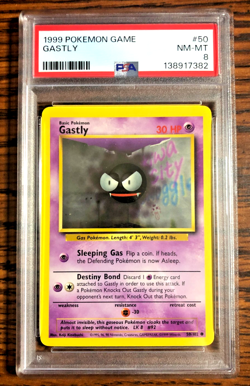 Gastly Common #50 - PSA NM-MT 8 - 1999 WOTC Base Set Unlimited - Pokemon TCG - Image 1