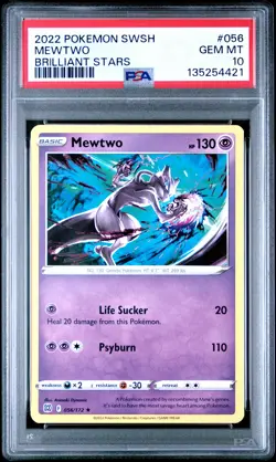 2022 POKEMON SWORD & SHIELD BRILLIANT STARS #056 MEWTWO PSA 10 - Image 1