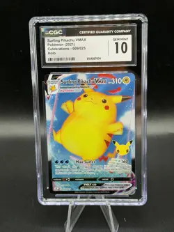 2021 Pokemon Celebrations Surfing Pikachu VMAX FULL ART 009/025 CGC 10 GEM MINT - Image 1