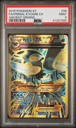 2015 POKEMON XY ANCIENT ORIGINS #96 FULL ART/PRIMAL KYOGRE EX PSA 9 - Image 1