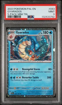 Gyarados - 2023 Pokemon Paldea Evolved 5-Pack Mini Tins #043 Costco Cosmos PSA 9 - Image 1