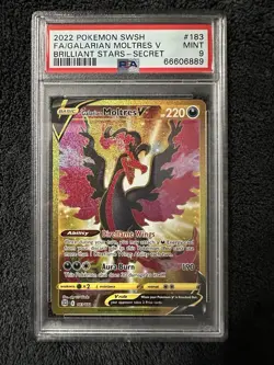 Galarian Moltres V 183/172 - Brilliant Stars Secret Rare PSA 9 Mint Pokemon TCG - Image 1