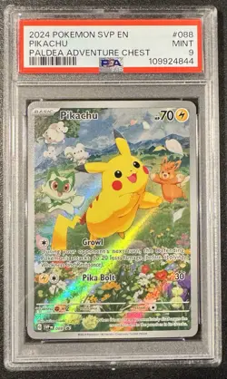 2024 POKEMON SVP EN-SV BLACK STAR PROMO PALDEA ADVENTURE CHEST PIKACHU PSA 9 - Image 1