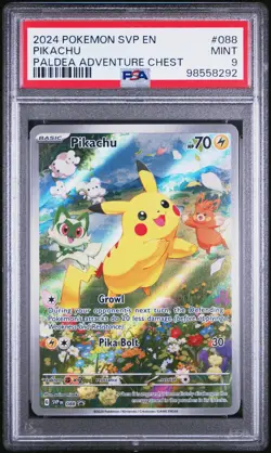 2024 POKEMON SVP EN-SV BLACK STAR PROMO PALDEA ADVENTURE CHEST 088 PIKACHU PSA 9 - Image 1