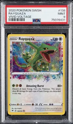 2020 POKEMON SWORD & SHIELD VIVID VOLTAGE #138 RAYQUAZA PSA 9 - Image 1
