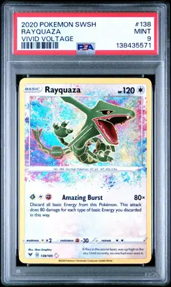 2020 POKEMON SWORD & SHIELD VIVID VOLTAGE #138 RAYQUAZA PSA 9 - Image 1
