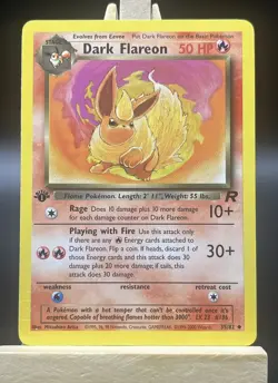 DARK FLAREON 2000 POKEMON TEAM ROCKET 1ST EDITION UNCOMMON 35/82 Q3726 - Image 1