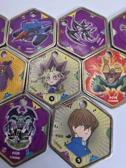 YuGiOh Takahashi Metal Medallions Hexors Coins Tags Lot of 9 Yu-gi-oh Tokens - Image 3