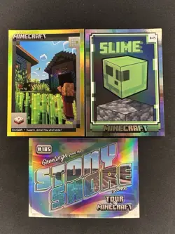 2024 Panini Minecraft 3 Card Lot Slime /475 Sugar Gold /99 & Stony Shore /149 - Image 1