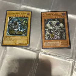 Two FAKE Yu-Gi-Oh Cards Blue Eyes White Dragon & Summoned Skull NM/LP Condition - Image 1
