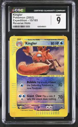 CGC 9 MINT Kingler 2002 Expedition 15/165 Reverse Holo Pokemon Card - Image 1