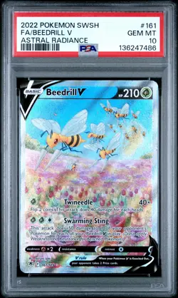 2022 POKEMON SWORD & SHIELD ASTRAL RADIANCE #161 FULL ART/BEEDRILL V PSA 10 - Image 1