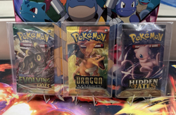 Pokemon Sealed Booster Pack Lot (3)-Evolving Skies, Dragon Majesty, Hidden Fates - Image 1