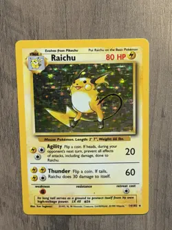 Pokemon TCG Raichu 014/102 Base Set Holo WOTC - Image 1