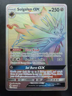 Pokemon Rainbow Solgaleo GX Holo Secret Rare Sun & Moon Base Set 155/149 (NM) - Image 1
