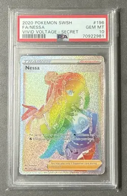 2020 Pokemon Vivid Voltage Nessa Secret Rare #196 PSA 10 - Image 1