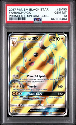2017 Pokemon Sm Black Star Promo #SM90 Raichu Gx Promo PSA 10 - Image 1