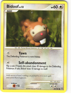 Bidoof Common Pokemon TCG Stormfront 54/100 - Image 1