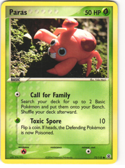 Paras Common Pokemon TCG FireRed & LeafGreen 72/112 LP - Image 1