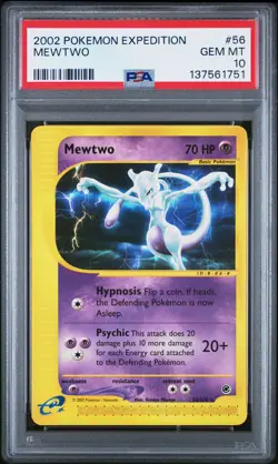 2002 Pokemon Expedition #56 Mewtwo PSA 10 GEM MINT - Image 1