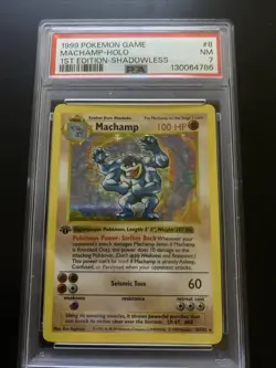 Pokemon 1st Edition Base Set Machamp Shadowless Holo PSA 7 NEAR MINT - Image 1