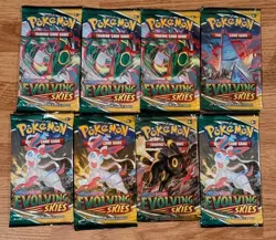 Lot of 8 Pokemon TCG Evolving Skies Booster Packs - New Sealed - Image 1