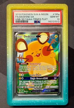 Pokemon Dedenne GX 195a/214 Full Art Toolkit Promo SM PSA 10 GEM MINT W/ GUARD - Image 1