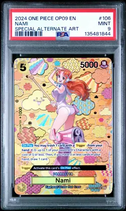 2024 ONE PIECE OP09-EMPERORS IN THE NEW WORLD SPECIAL ALTERNATE ART NAMI PSA 9 - Image 1