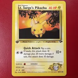 Lt. Surge's Pikachu 84/132 Gym Challenge Regular First Edition Pokemon Card - Image 1