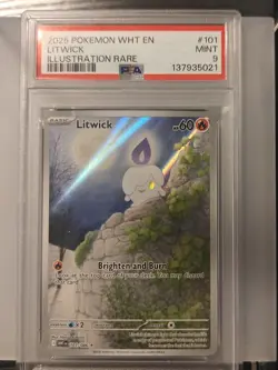 Pokemon TCG Litwick Card White Flare Illustration Rare Holo 101/086 - Image 1