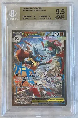 Mega Lucario ex 179/132 Me01: Mega Evolution Holo BGS 9.5 Pokemon Graded - Image 1
