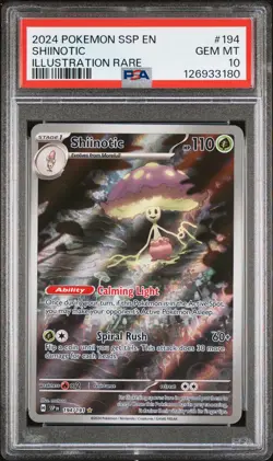 2024 POKEMON SSP EN-SURGING SPARKS ILLUSTRATION RARE #194 SHIINOTIC PSA 10 - Image 1