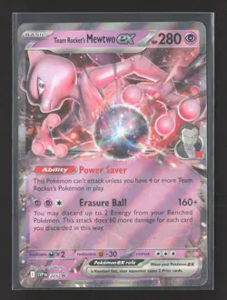 2025 Pokemon Scarlet & Violet White Flare Team Rocket's Mewtwo EX #205/190 - Image 1