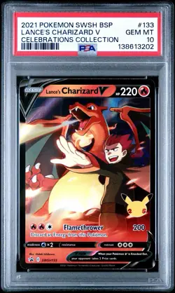 PSA 10 - 2021 Black Star Celebrations Collection Lance's Charizard V #SWSH133 - Image 1