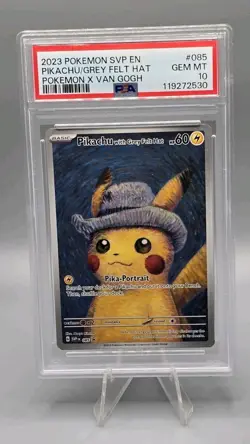PIKACHU/GREY FELT HAT POKEMON X VAN GOGH POKEMON SVP EN-SV BSP 2023 085 PSA 10 - Image 1
